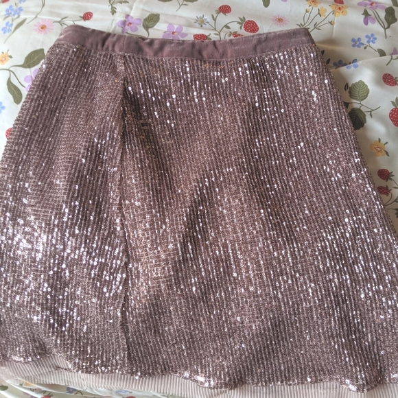 Free People Rose Gold Sequin Mini Skirt - Picture 2 of 3